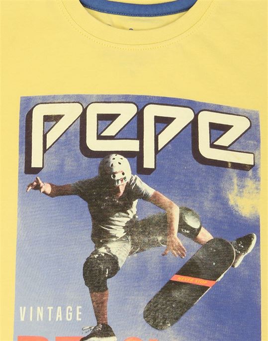 Pepe Jeans Boys Graphic Print Yellow T-Shirt